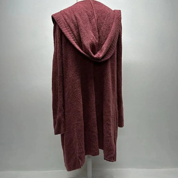 Barefoot Dreams CozyChic Lite Relaxed Hooded Cardi with Pockets Mauve Pink XS - Picture 5 of 10